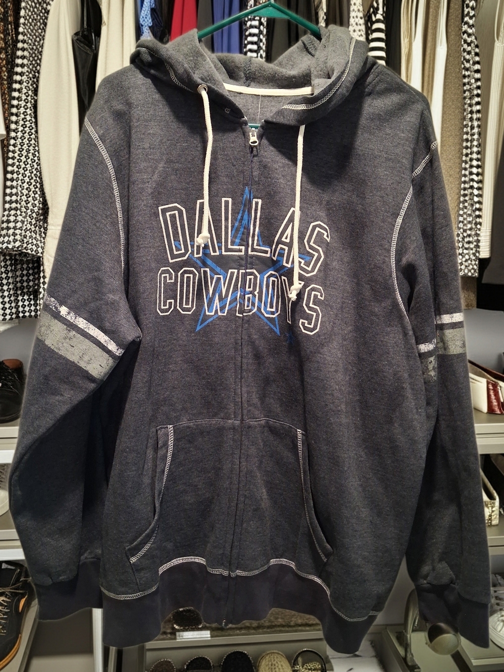 "Cowboys Her Style" WOMEN'S Gray Hooded Zip Sweatshirt SIZE XL